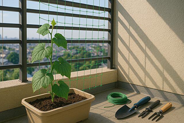  きゅうりネットを張る前に準備するもの
